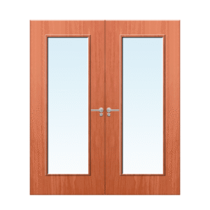 Internal Cherry Veneer 19G Glazed Pair FD30 Fire Door