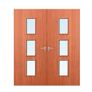 Internal Cherry Veneer 23G Glazed Pair FD30 Fire Door