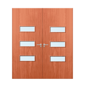 Internal Cherry Veneer 24G Glazed Pair FD30 Fire Door