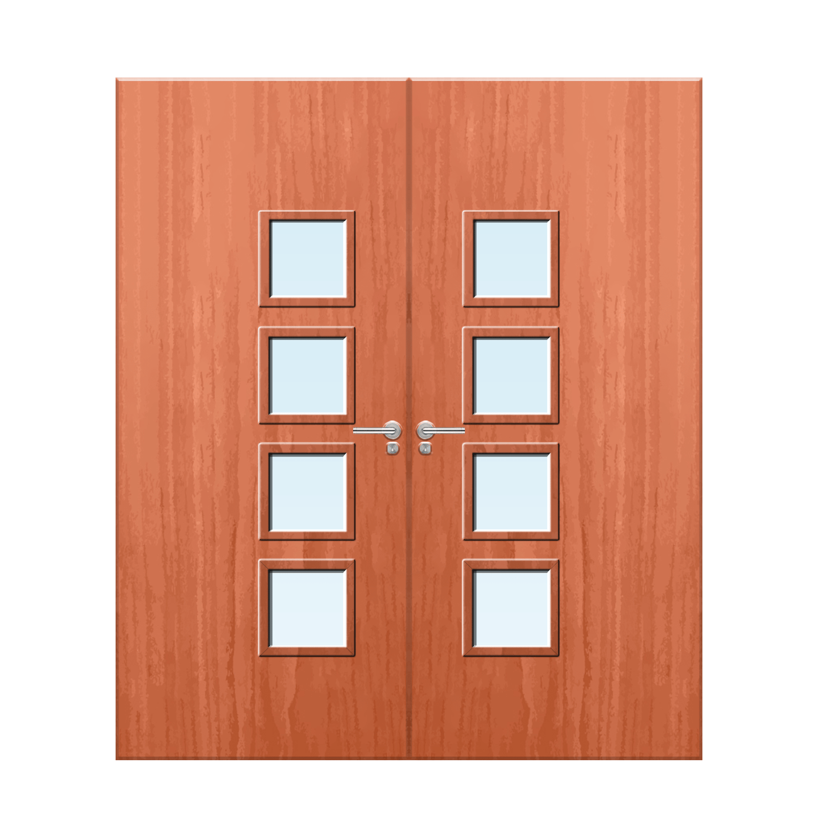Internal Cherry Veneer 26G Glazed Pair FD30 Fire Door