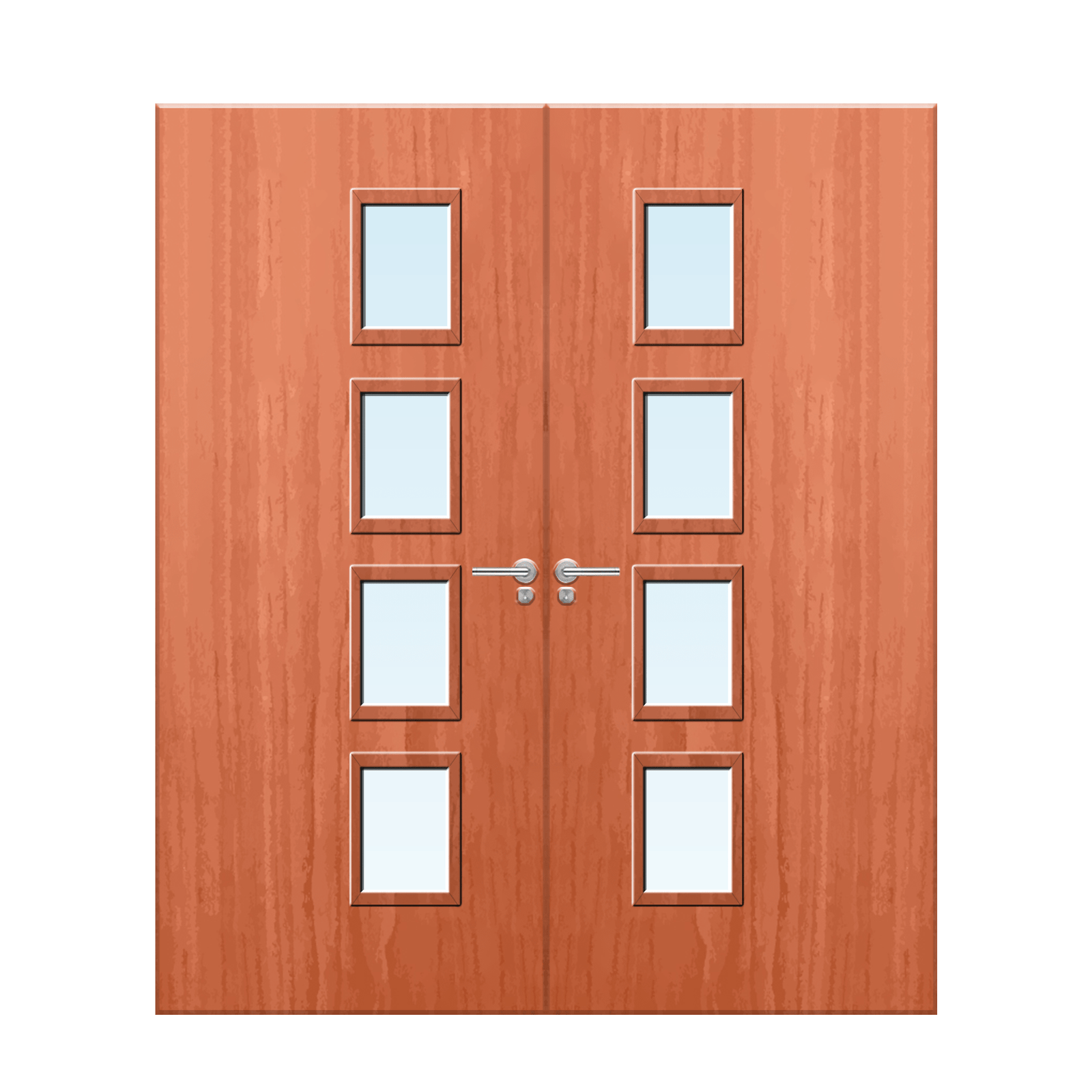 Internal Cherry Veneer 27G Glazed Pair FD30 Fire Door