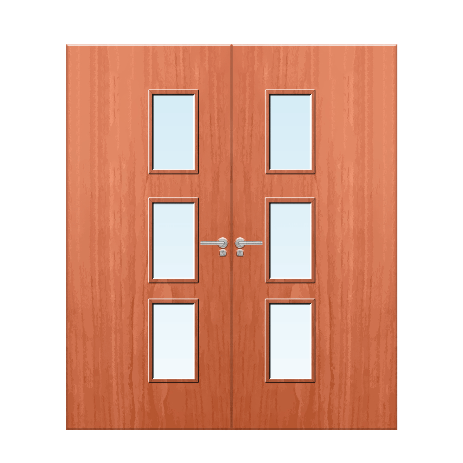 Internal Cherry Veneer 28G Glazed Pair FD30 Fire Door