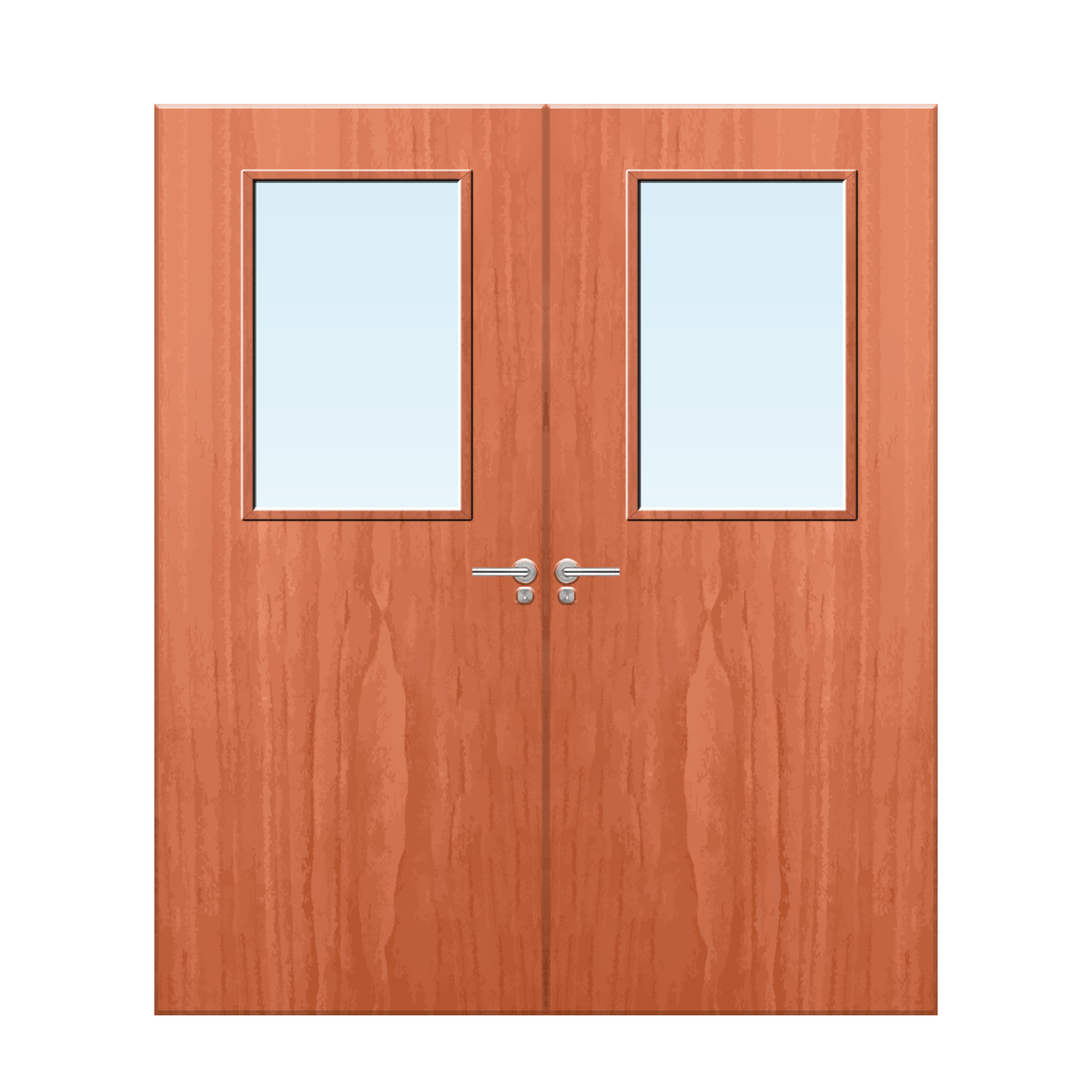 Internal Cherry Veneer 2G Glazed Pair FD30 Fire Door