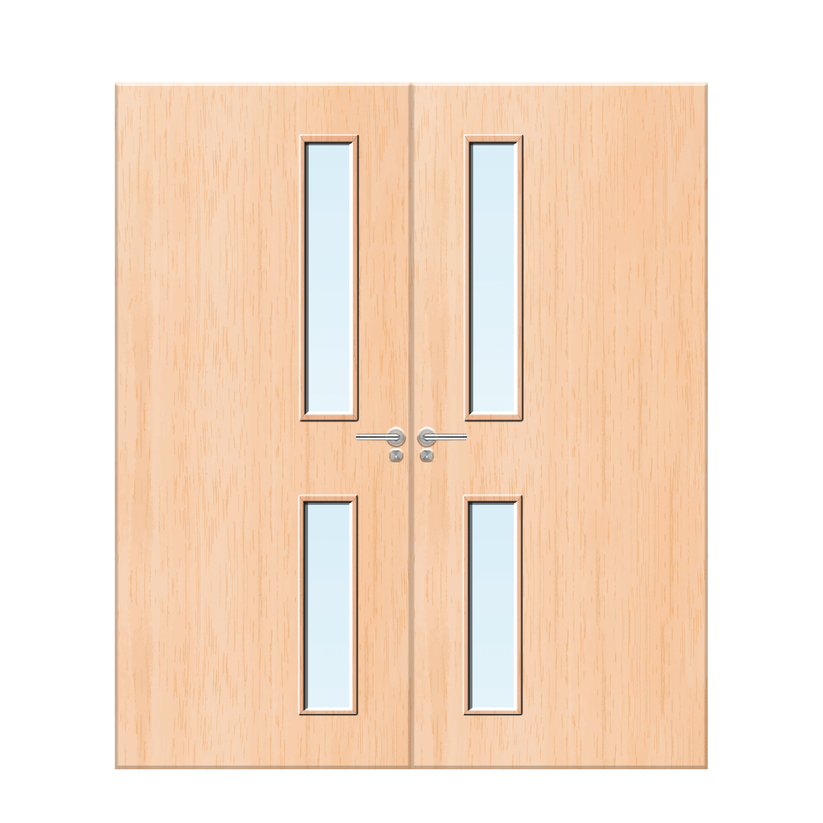 Internal Maple Veneer 16G Glazed Pair FD30 Fire Door