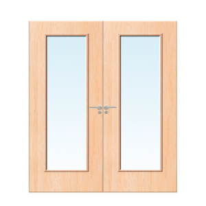 Internal Maple Veneer 19G Glazed Pair FD30 Fire Door