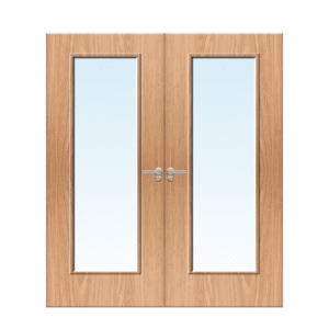 Internal Plywood Paint Grade 19G Glazed Pair FD30 Fire Door