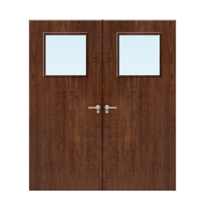 Internal Walnut Veneer 1G Glazed Pair FD30 Fire Door