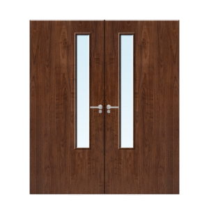 Internal Walnut Veneer 20G Glazed Pair FD30 Fire Door
