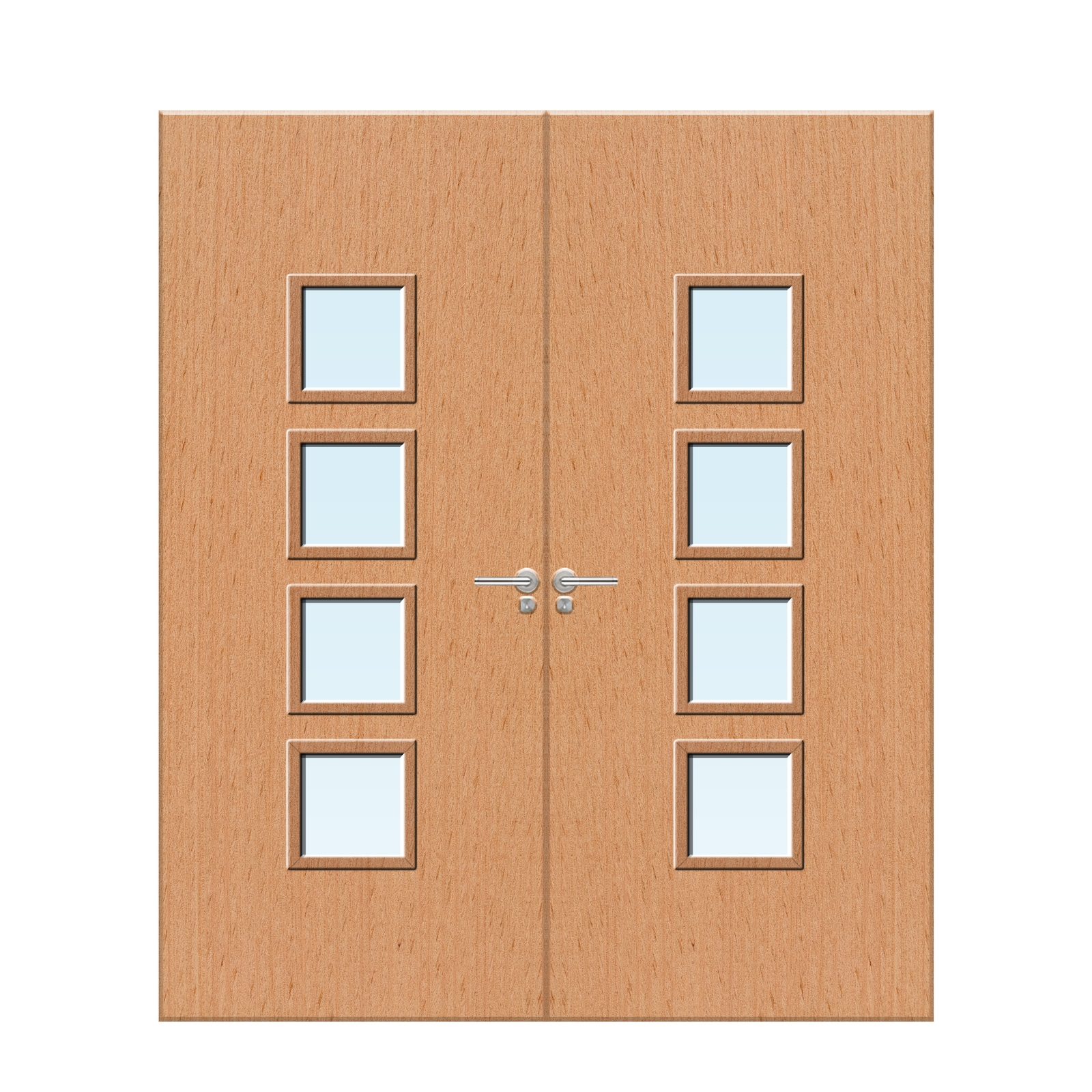 Internal Beech Veneer 22G Glazed Pair FD30 Fire Door