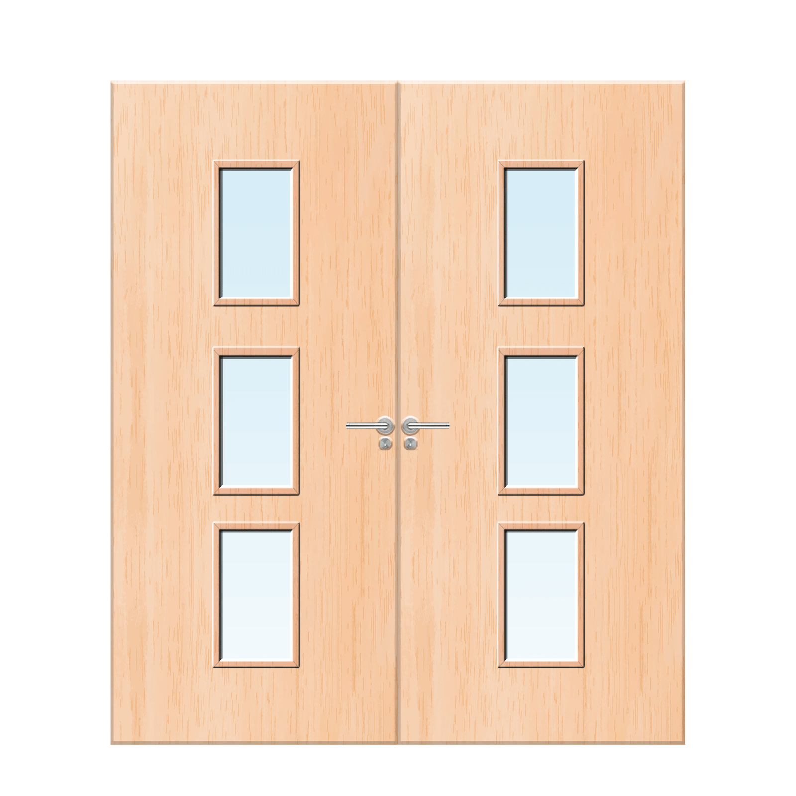 Internal Maple Veneer 23G Glazed Pair FD30 Fire Door