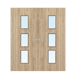 Internal Oak Veneer 23G Glazed Pair FD30 Fire Door