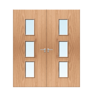 Internal Plywood Paint Grade 23G Glazed Pair FD30 Fire Door