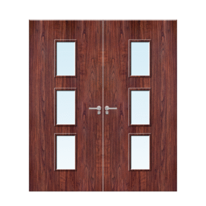 Internal sapele veneer23G Glazed Pair FD30 Fire Door