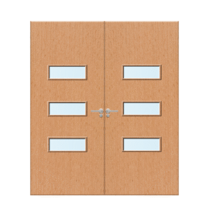 Internal Beech Veneer 24G Glazed Pair FD30 Fire Door