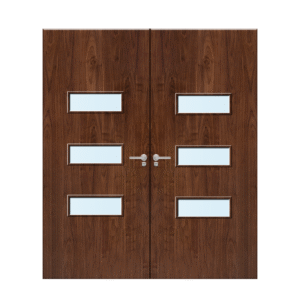 Internal Walnut Veneer 24G Glazed Pair FD30 Fire Door