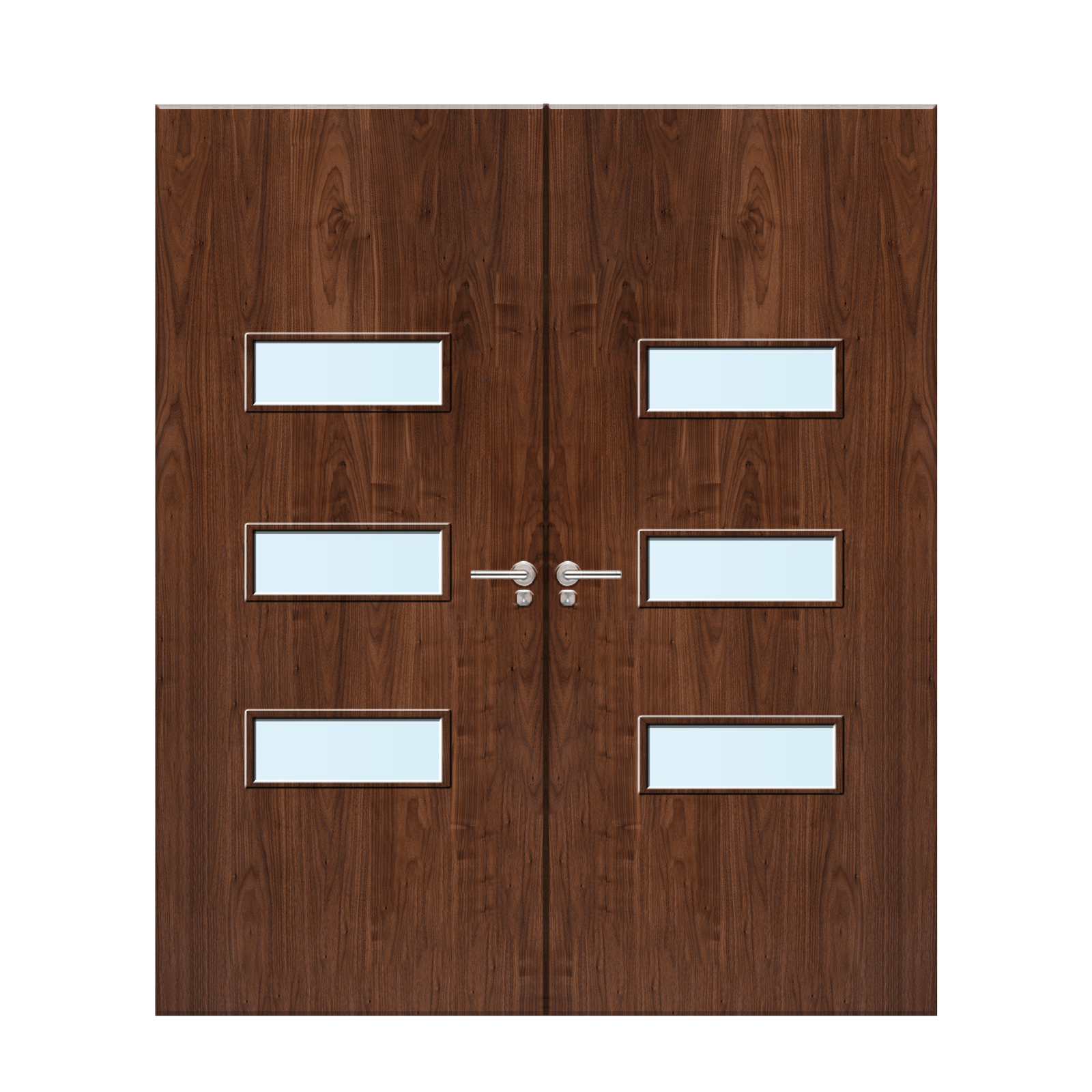 Internal Walnut Veneer 24G Glazed Pair FD30 Fire Door