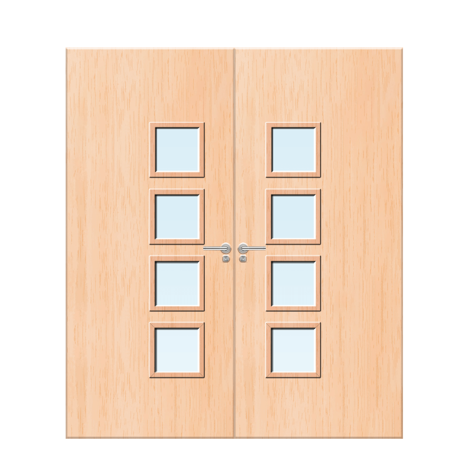 Internal Maple Veneer 26G Glazed Pair FD30 Fire Door