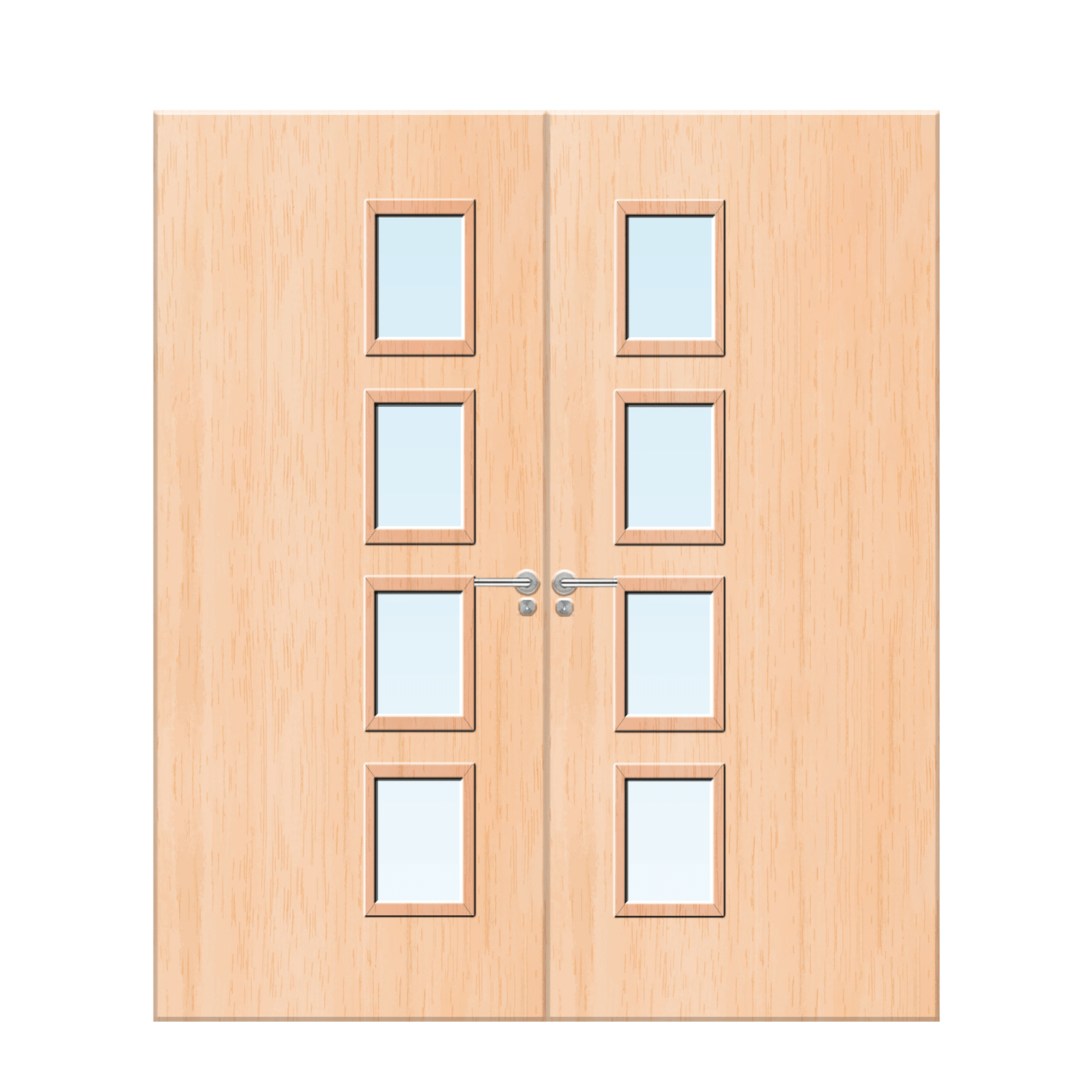 Internal Maple Veneer 27G Glazed Pair FD30 Fire Door
