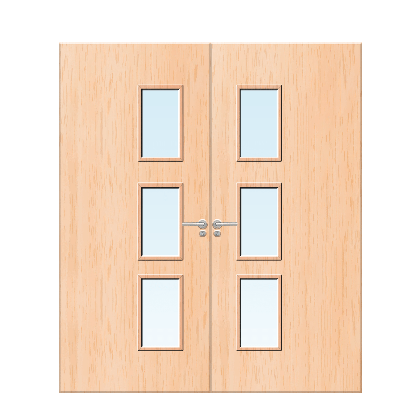 Internal Maple Veneer 28G Glazed Pair FD30 Fire Door