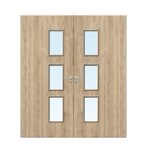Internal Oak Veneer 28G Glazed Pair FD30 Fire Door