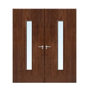 Internal Walnut Veneer 29G Glazed Pair FD30 Fire Door