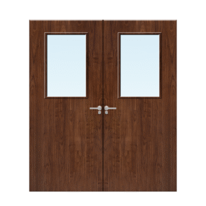 Internal Walnut Veneer 2G Glazed Pair FD30 Fire Door