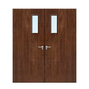Internal Walnut Veneer 4G Glazed Pair FD30 Fire Door