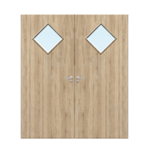 Internal Oak Veneer 6G Glazed Pair FD30 Fire Door