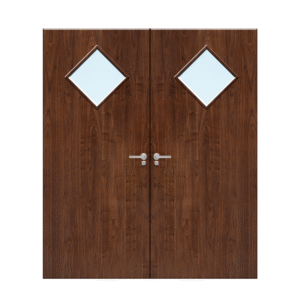 Internal Walnut Veneer 6G Glazed Pair FD30 Fire Door