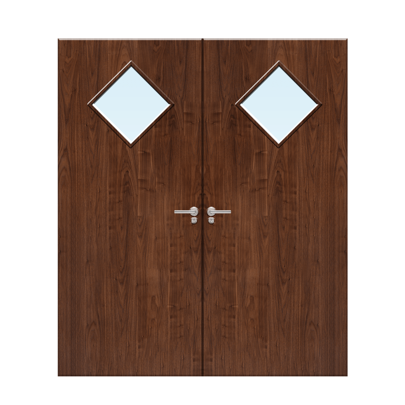Internal Walnut Veneer 6G Glazed Pair FD30 Fire Door